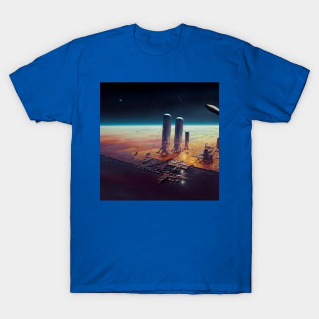 Interplanetary Spaceport T-Shirt by Grassroots Green